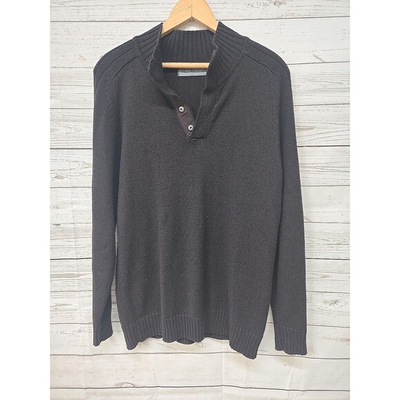 Oscar de La Renta Mens Sz M Brown Sweater Snap Button Pullover Retro Long Sleeve - Picture 1 of 6